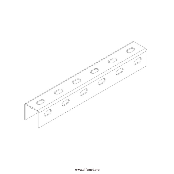 Профиль монтажный U-образный перфорированный 50х50х3000 (2,5 мм)